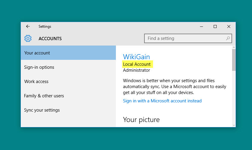 Microsoft Account Sign out Windows 10
