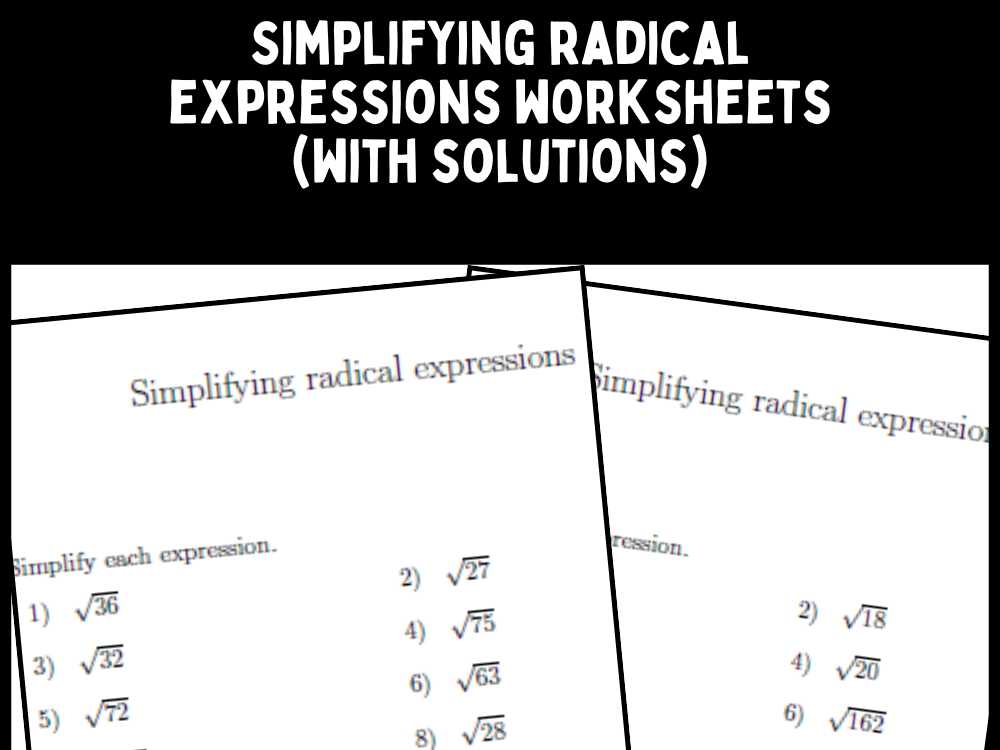 Simplifying Radicals Worksheet Algebra 2 Pdf