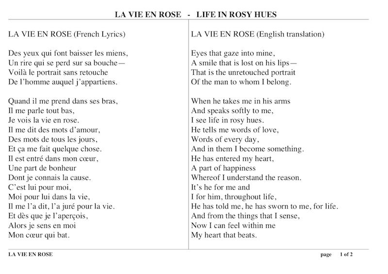 La Vie En Rose Meaning