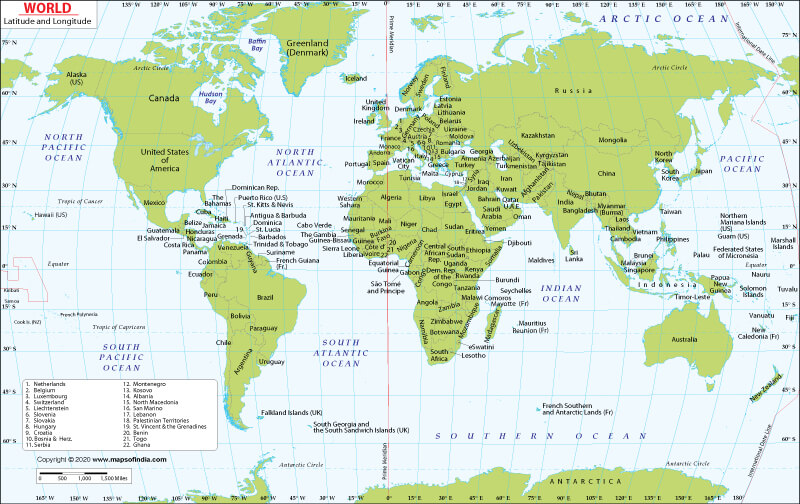 Longitude and Latitude of the World