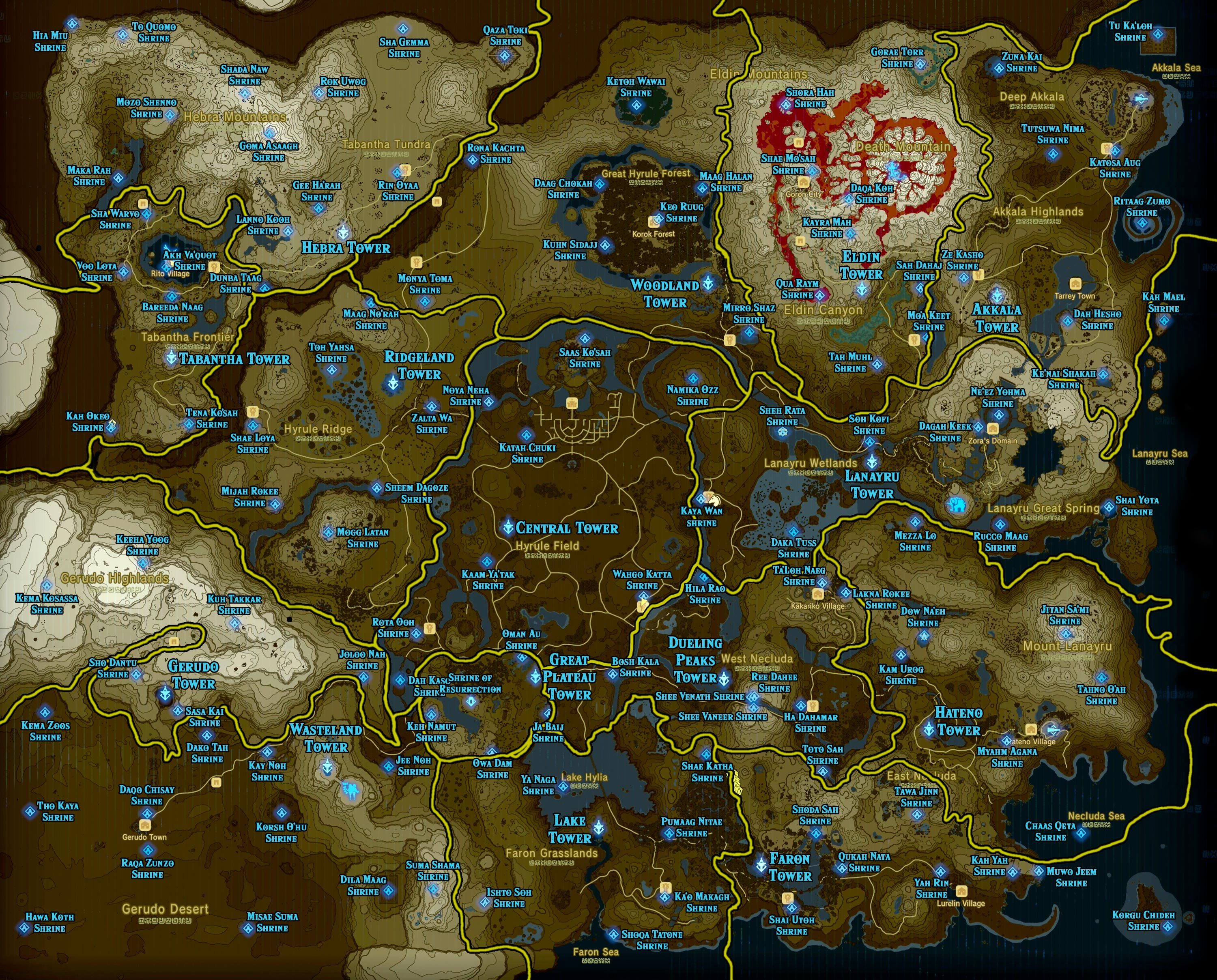 Zelda Breath of the Wild Shrines Locations