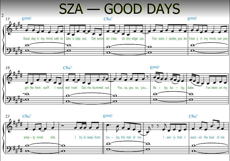 Sza Good Days Key