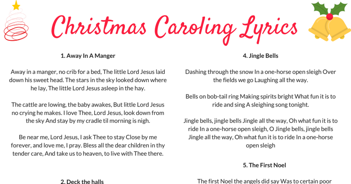 Lyrics for Caroling