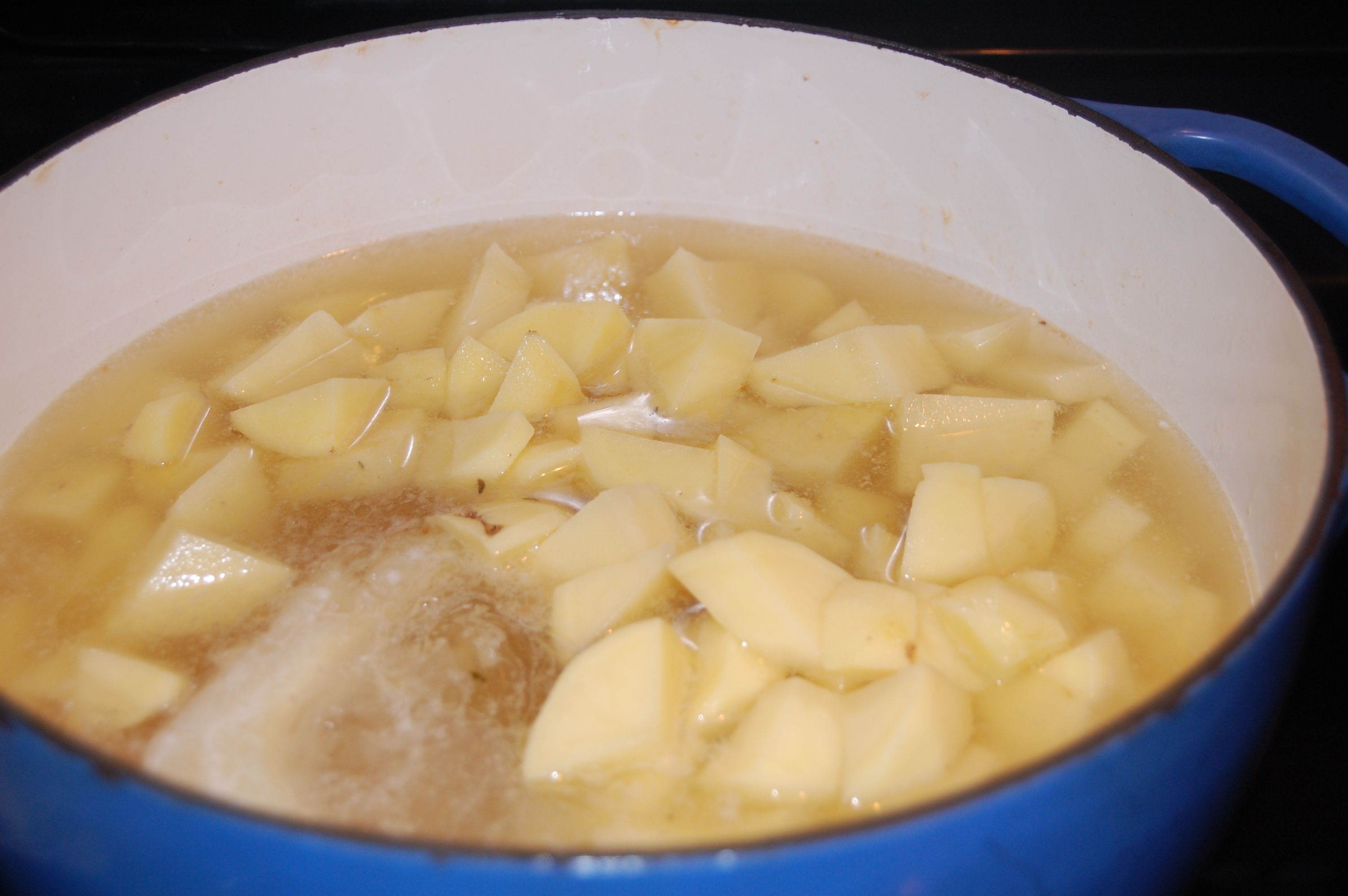 Boiling Potatoes in Chicken Broth