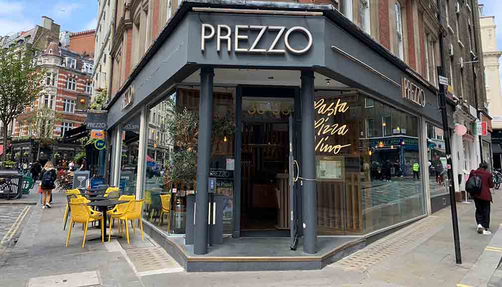 Prezzo Italian Restaurant London Glasshouse St Soho