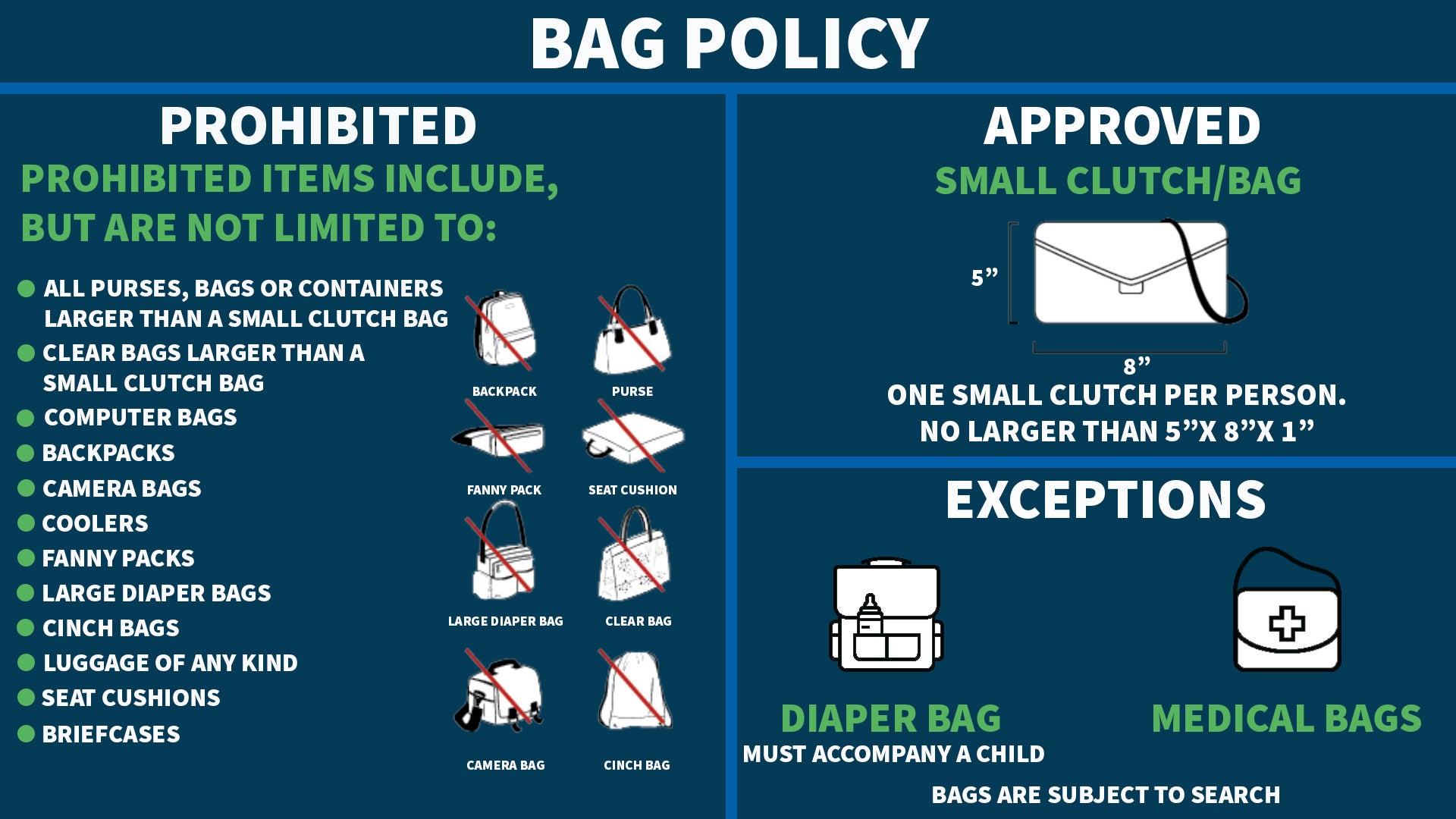 Bag Policy at Cfg Bank Arena