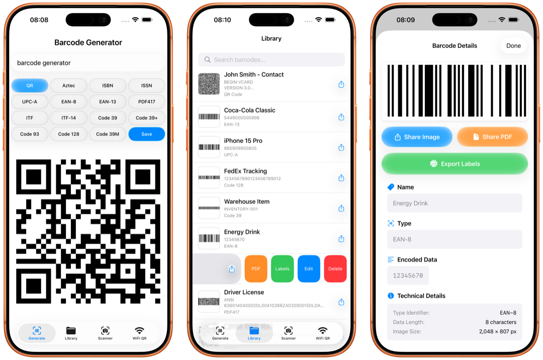 Mobile Phone Barcode Generator