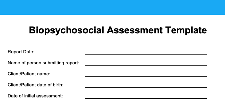 Example of Biopsychosocial Assessment in Social Work
