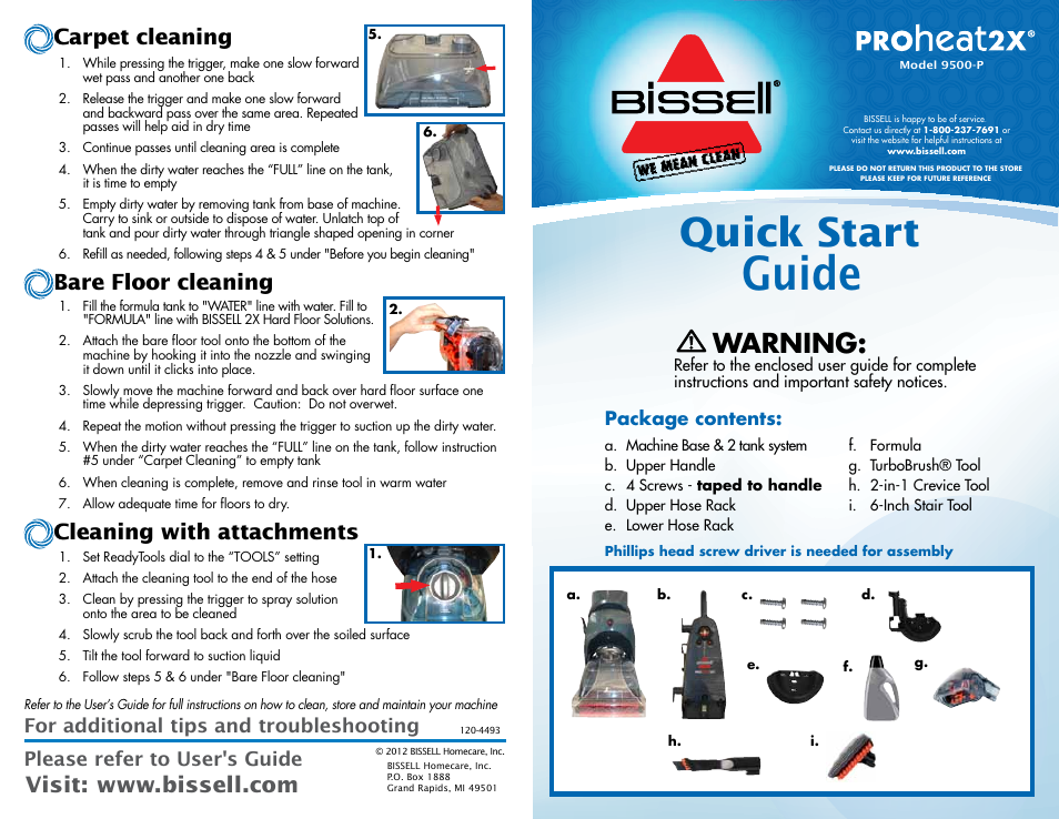 Manual for Bissell Proheat Carpet Cleaner