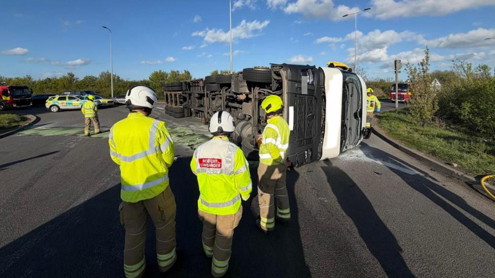 A Lorry Driver Was Rescued After His Vehicle Overturned