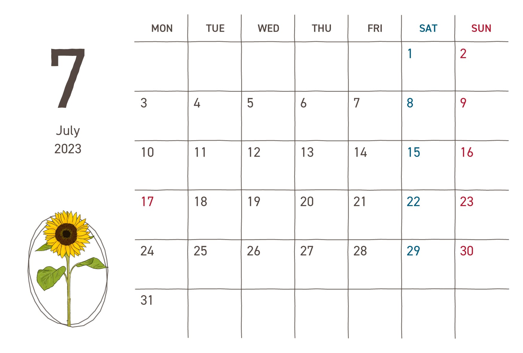2026年7月カレンダー完全攻略！祝日・3連休と六曜・無料印刷まとめ