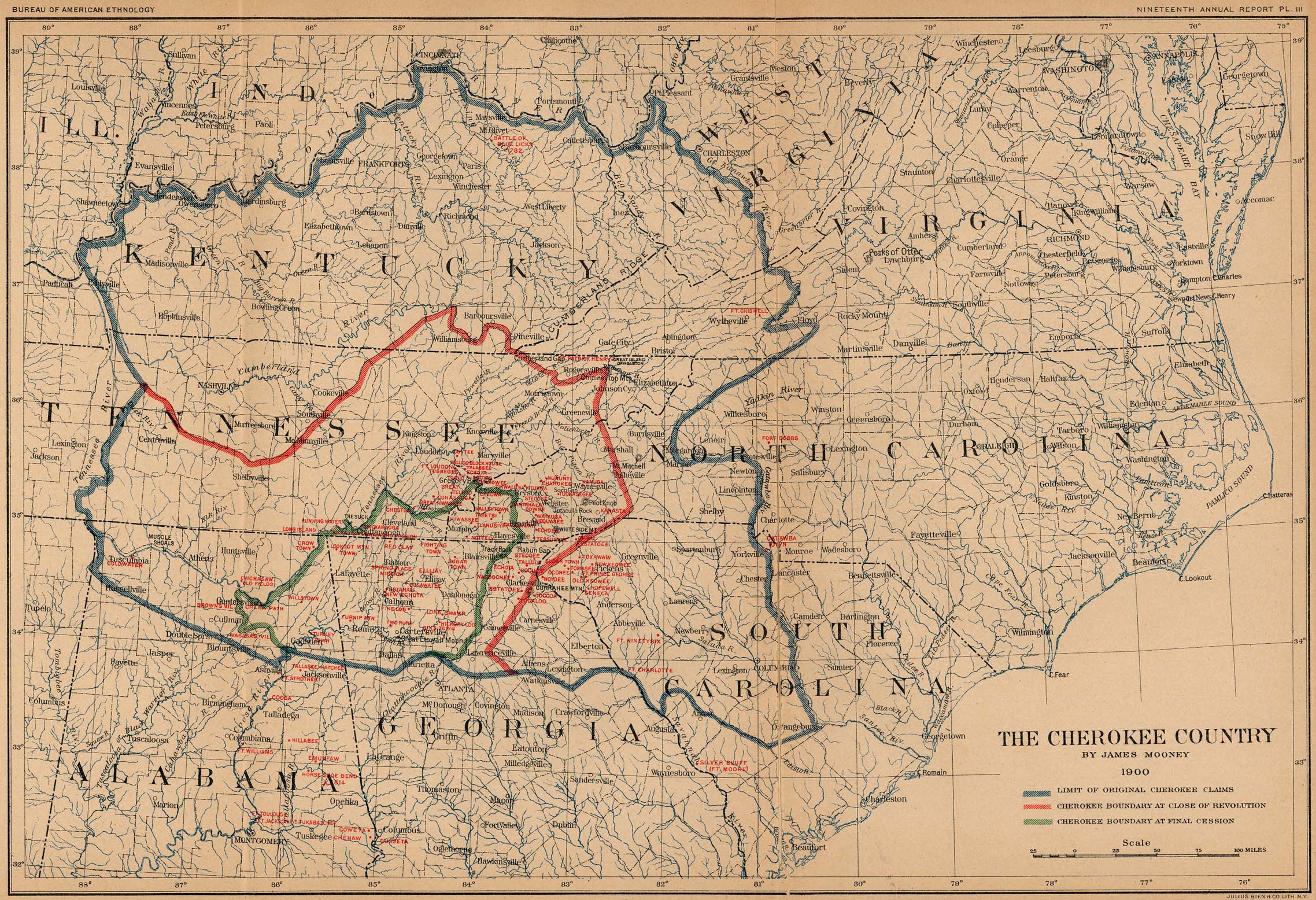Cherokee Tribe Location Map