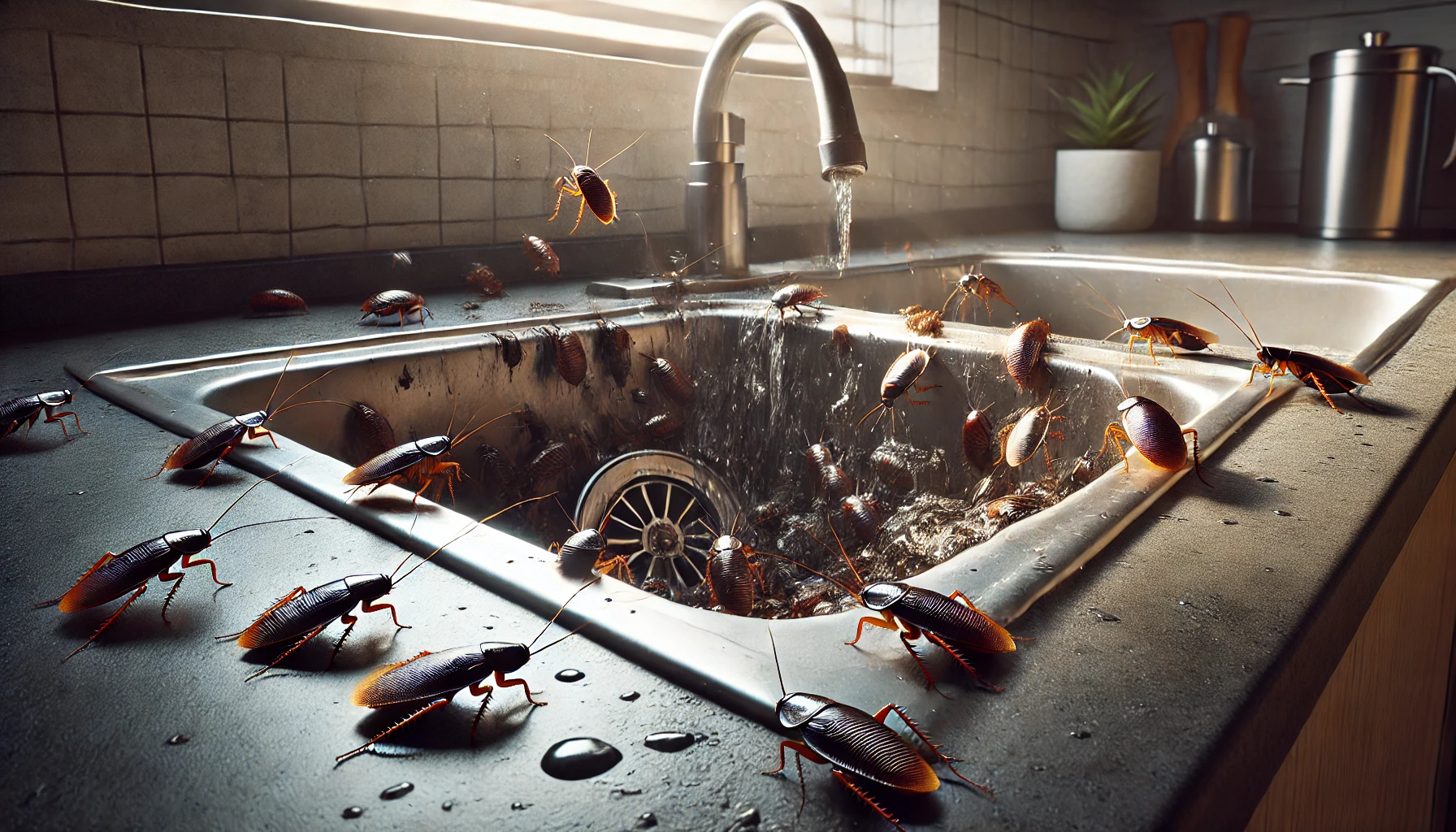 Roaches in Sink at Night