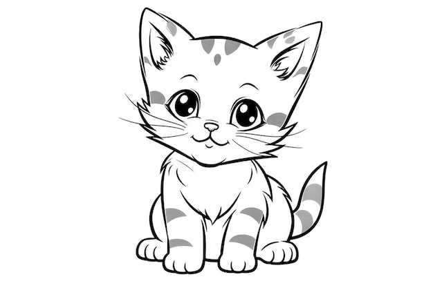 Puppy Eyed Cat Coloring Page