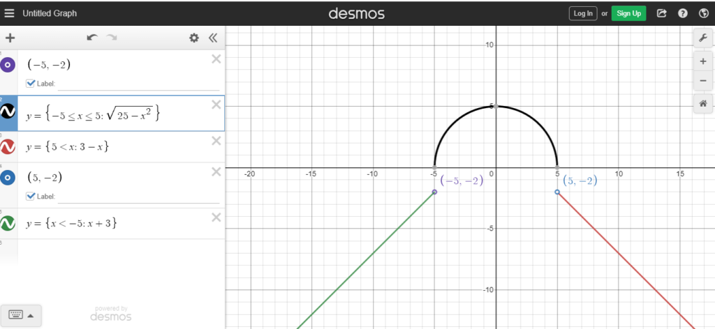Piecewise Function on Desmos