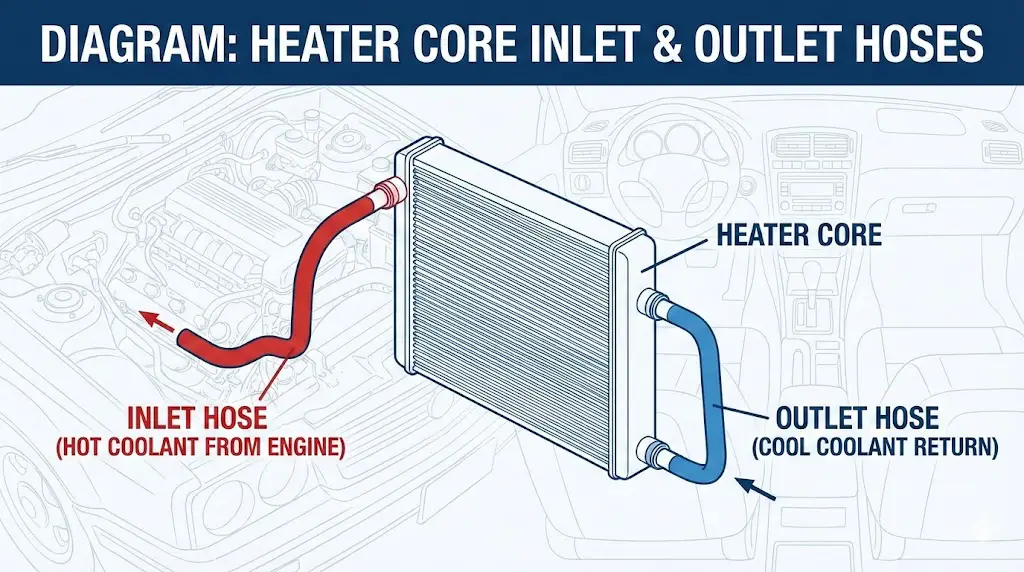Diagram Heater Core Inlet and Outlet Hoses