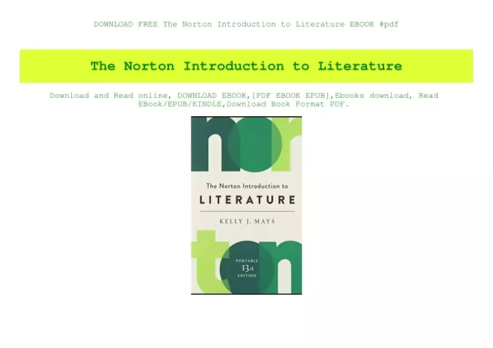 The Norton Introduction to Literature Pdf