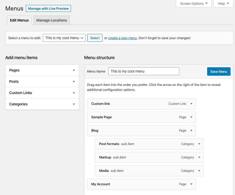 Drop Down Menu Wordpress