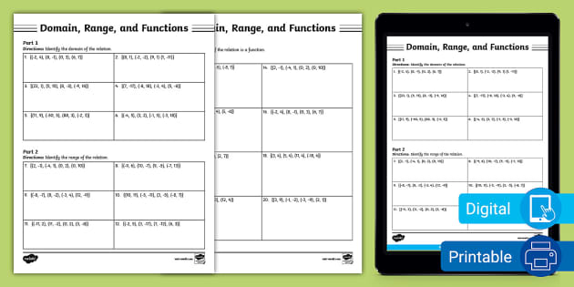 Domain and Range Functions Worksheet Pdf