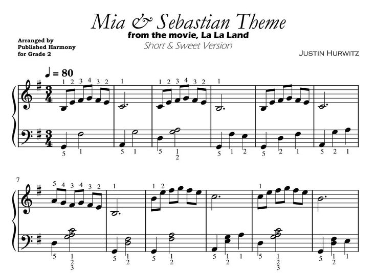 La La Land Sheet Music Mia and Sebastian's Theme Pdf