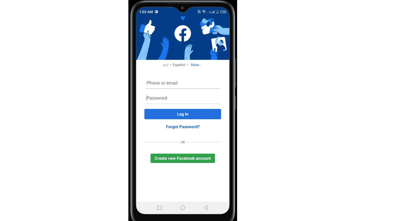 Login in Facebook Mobile