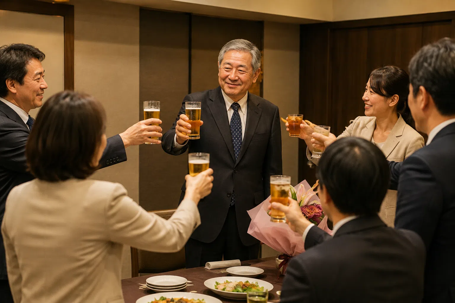 送別会の乾杯挨拶で心掴む極意！1分でスマートに決める立場別例文集