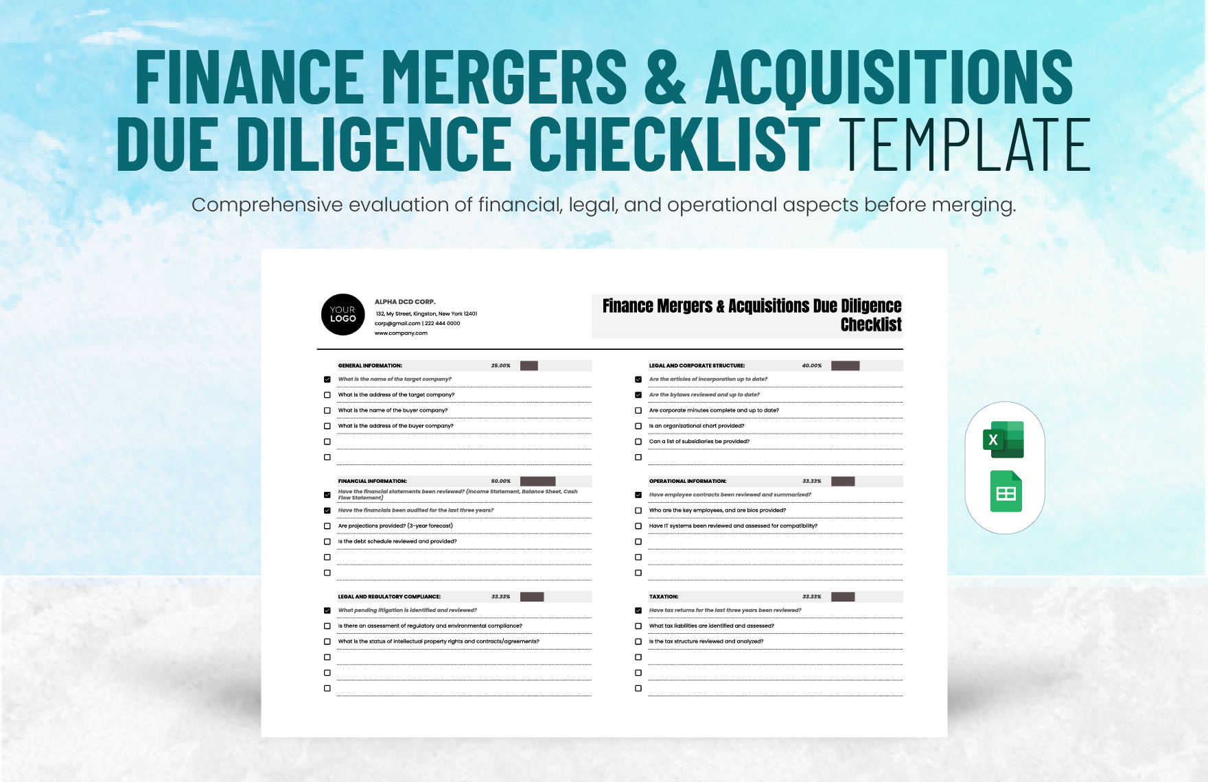 Mergers and Acquisitions Due Diligence Checklist