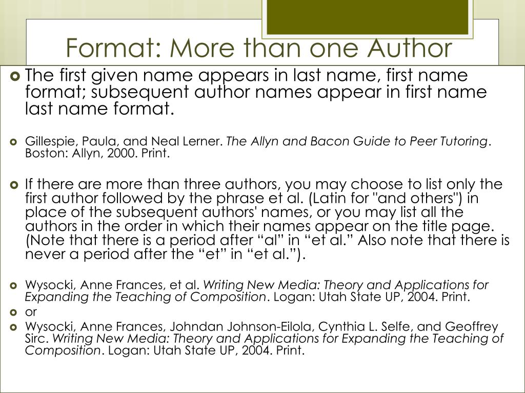 How Do You Cite More Than One Author in Mla