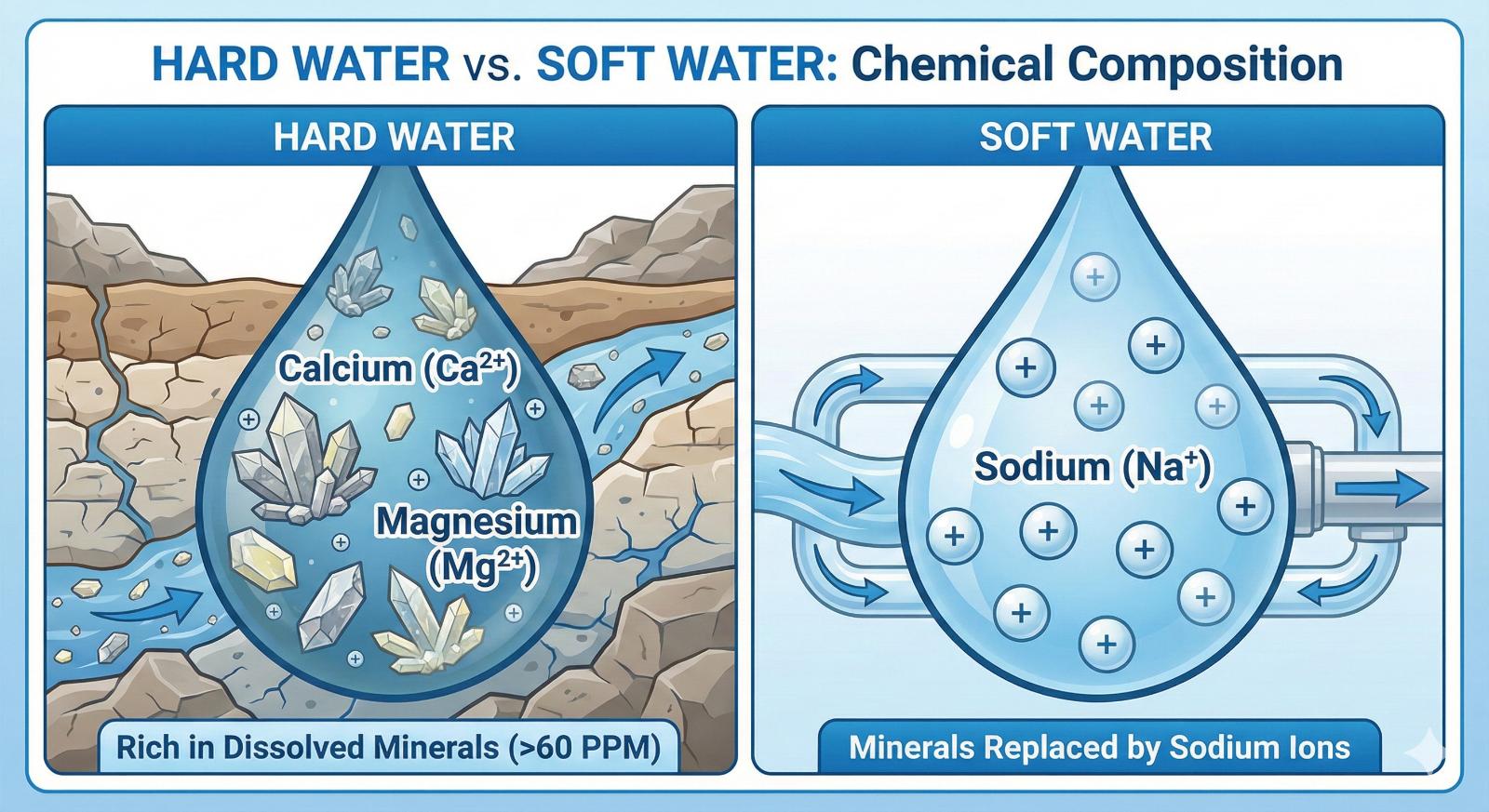 Write the Difference Between Hard Water and Soft Water