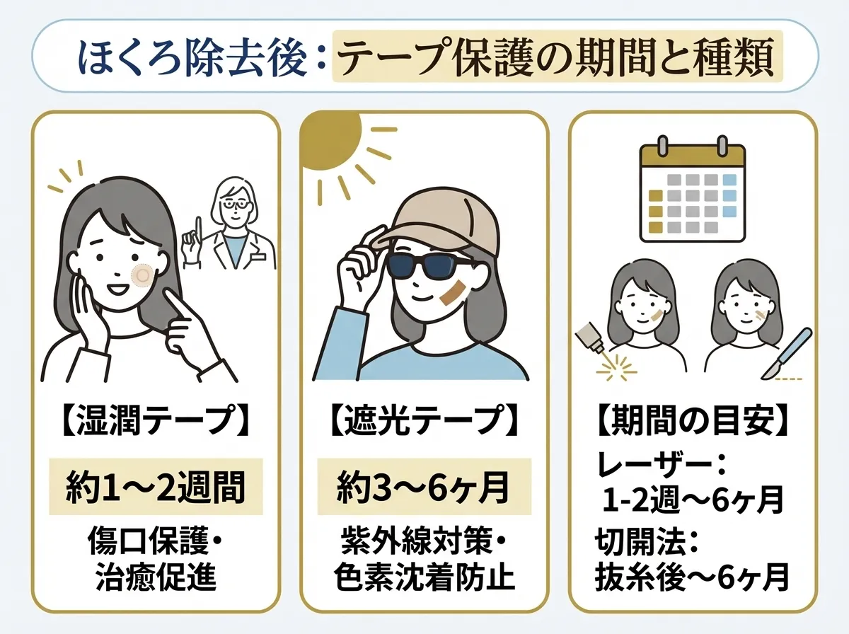 ほくろ除去後のテープはいつまで貼る？施術別の期間と綺麗な治し方を徹底解説