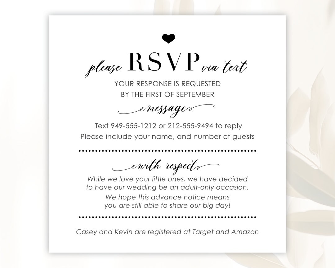 Rsvp by Text Message Wording