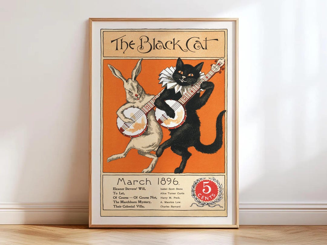 Vintage Black Cat Poster Signed