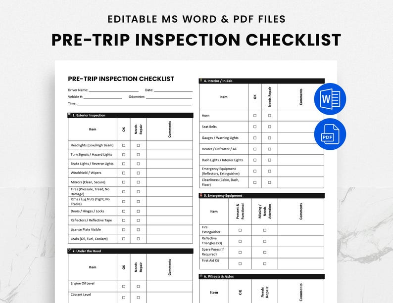 Box Truck Pre Trip Inspection Checklist Pdf