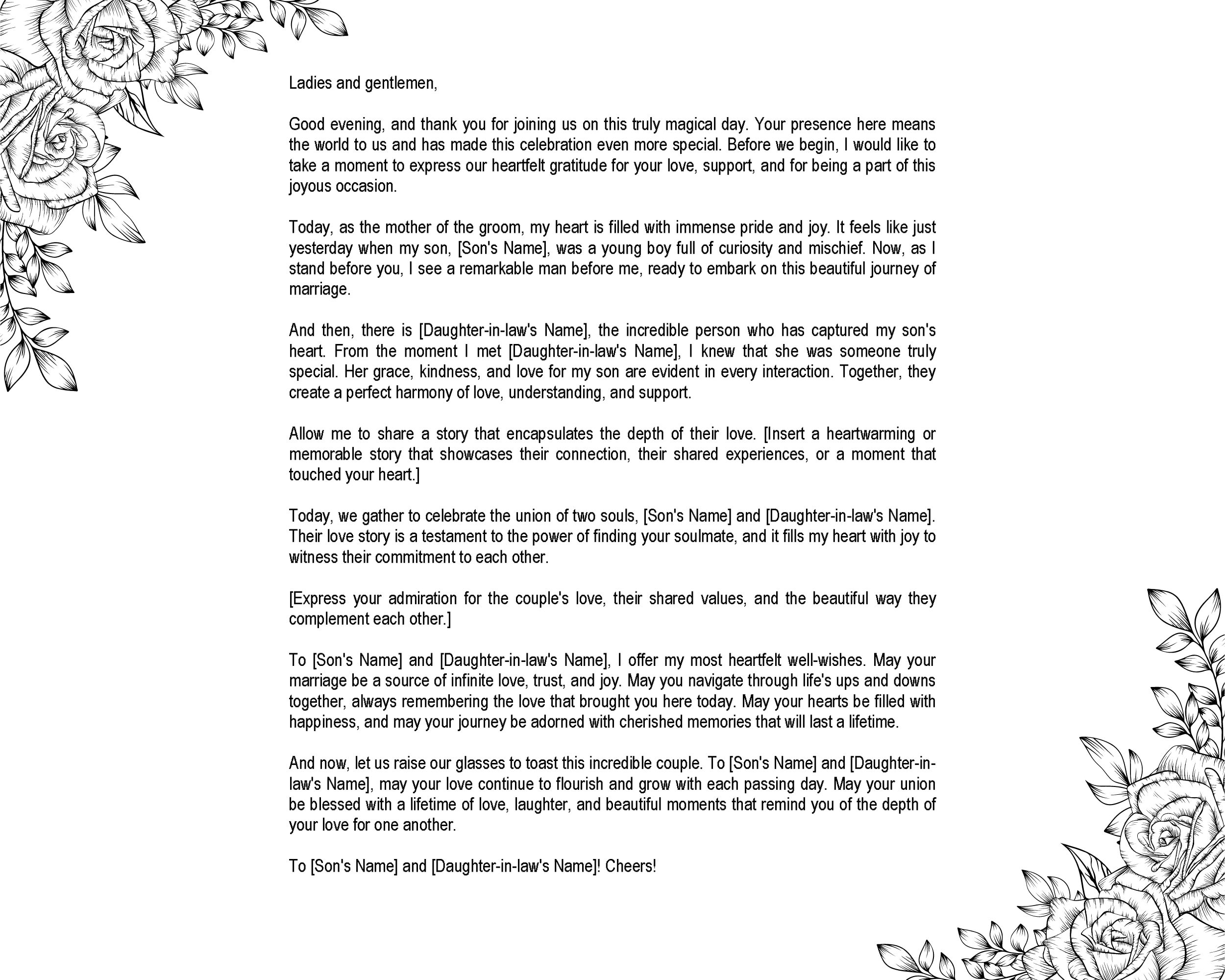 Short Mother of the Groom Speech Samples Free