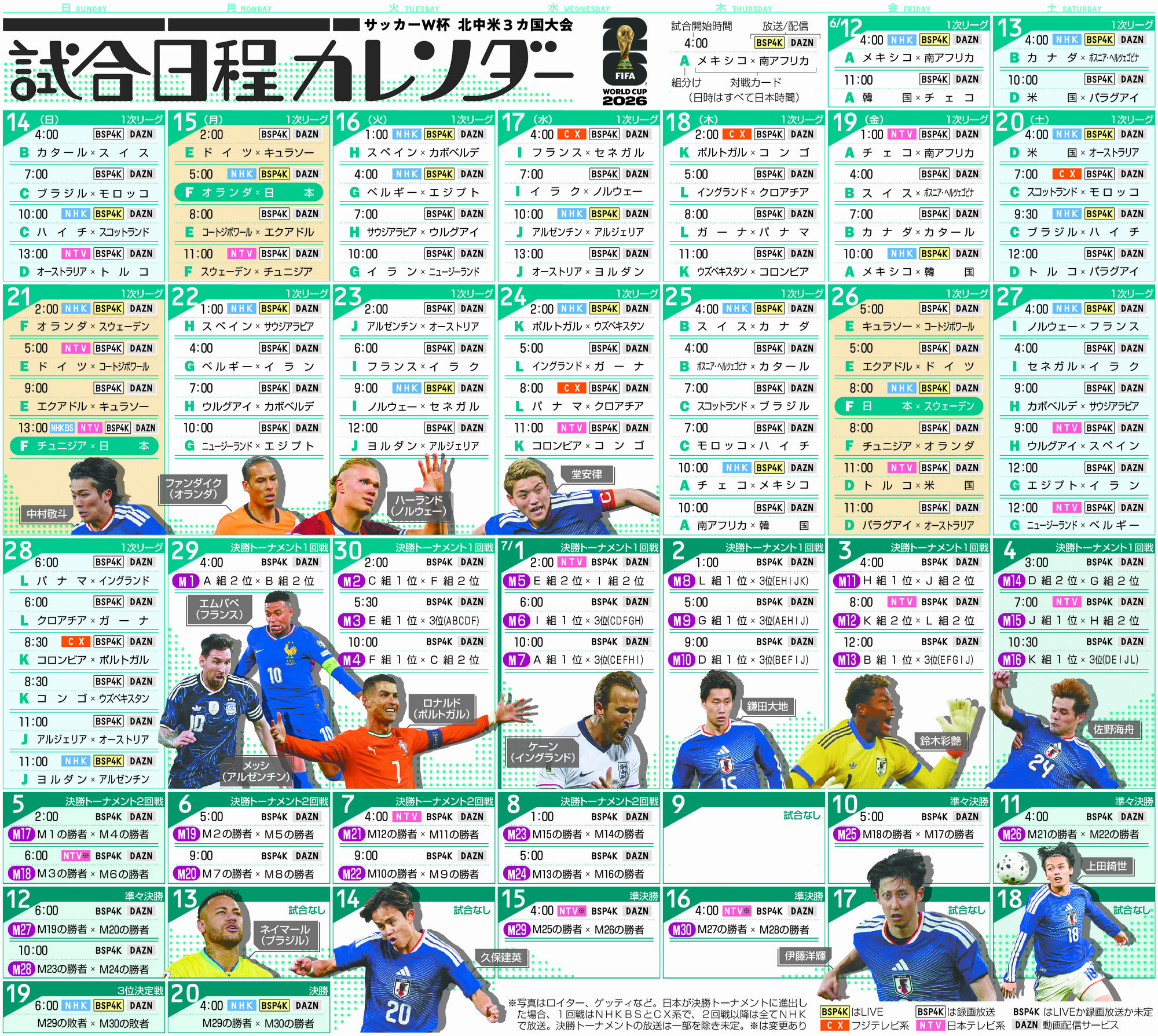 【2026最新】サッカー日本代表の試合日程と地上波・ネット放送全網羅