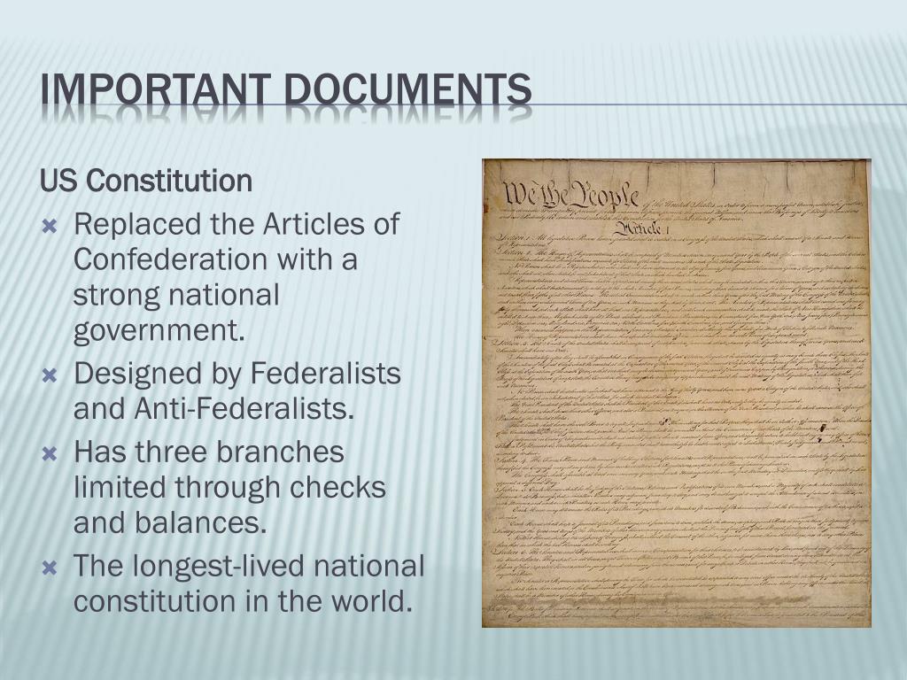 Important Documents of the Us Government