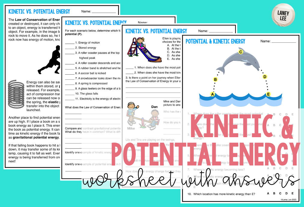 Potential and Kinetic Energy Worksheets with Answer Key