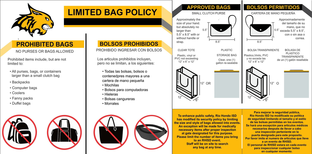 Rio Tinto Stadium Bag Policy
