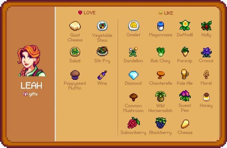 What Are Leah's Favorite Gifts in Stardew Valley