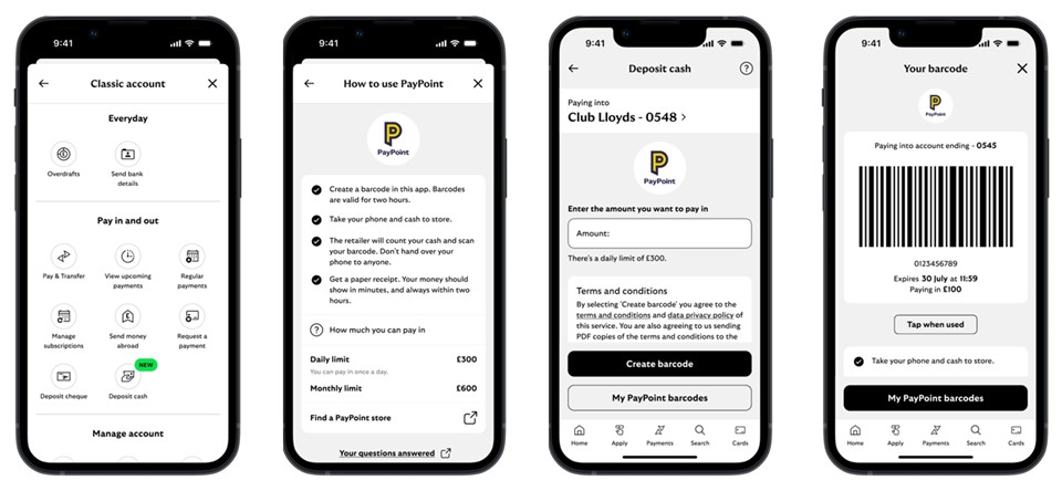 Lloyds Bank New Cash Deposit Feature