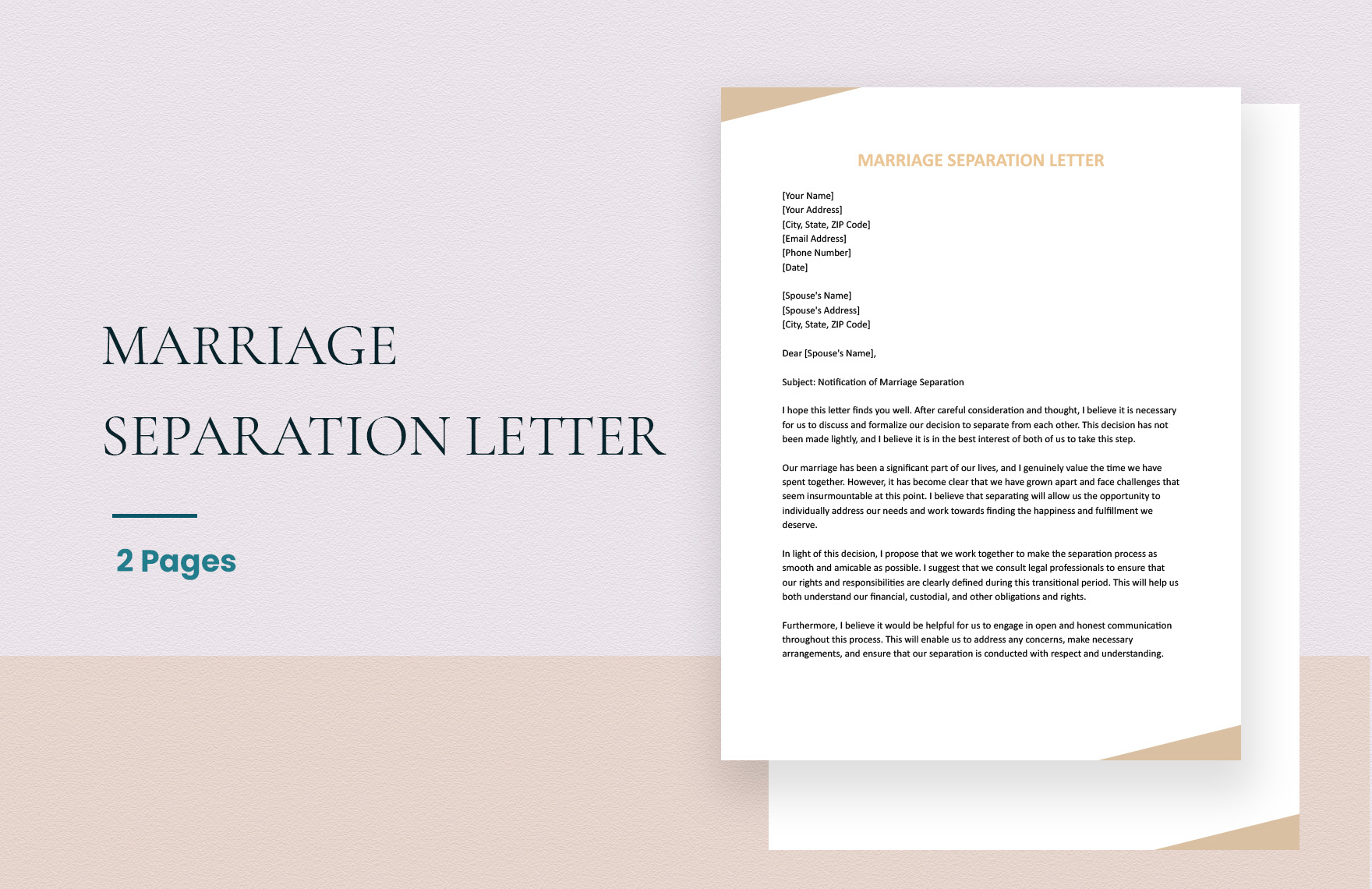 Sample Divorce Letter to Husband