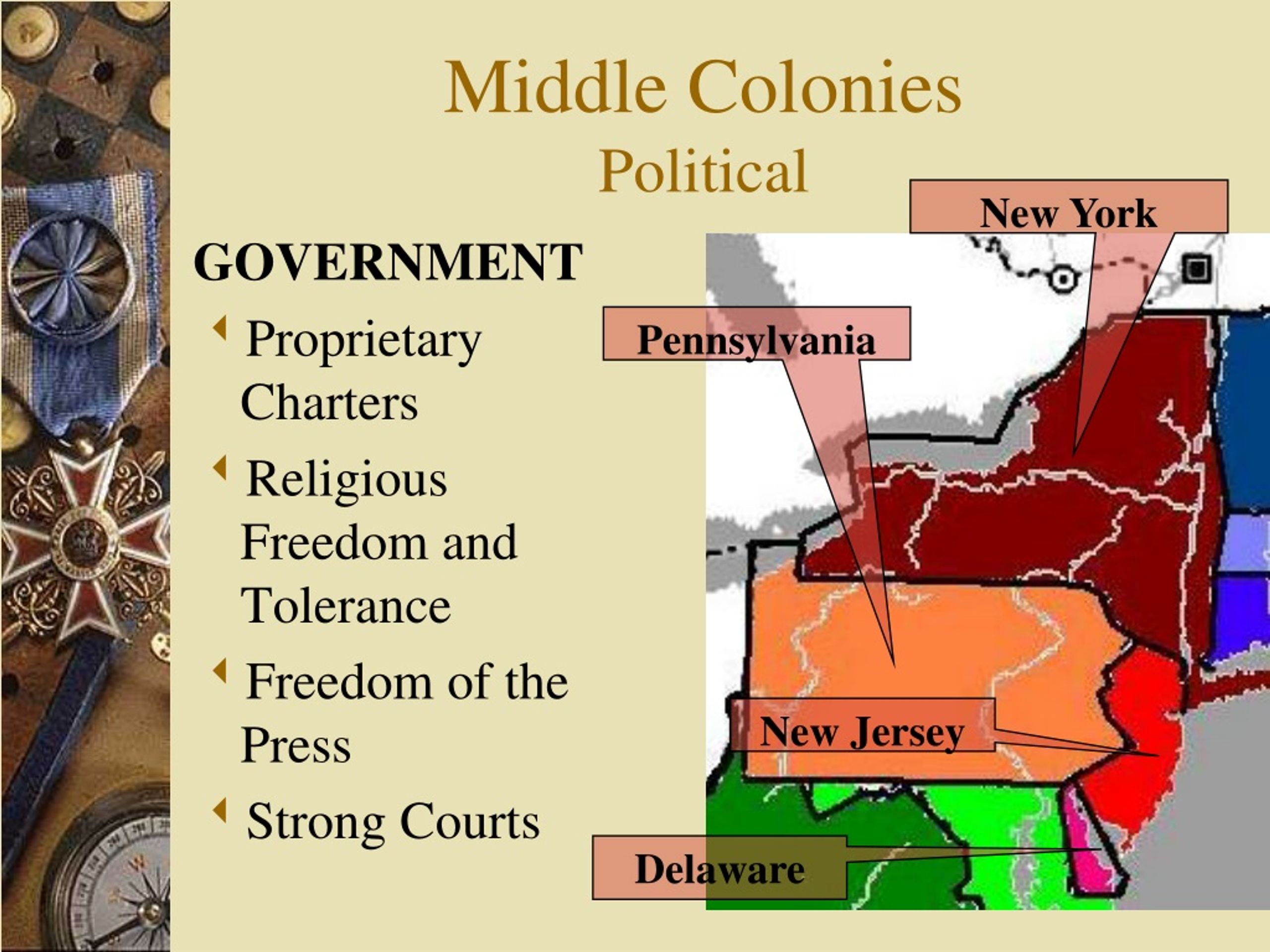 Political Characteristics of the Middle Colonies