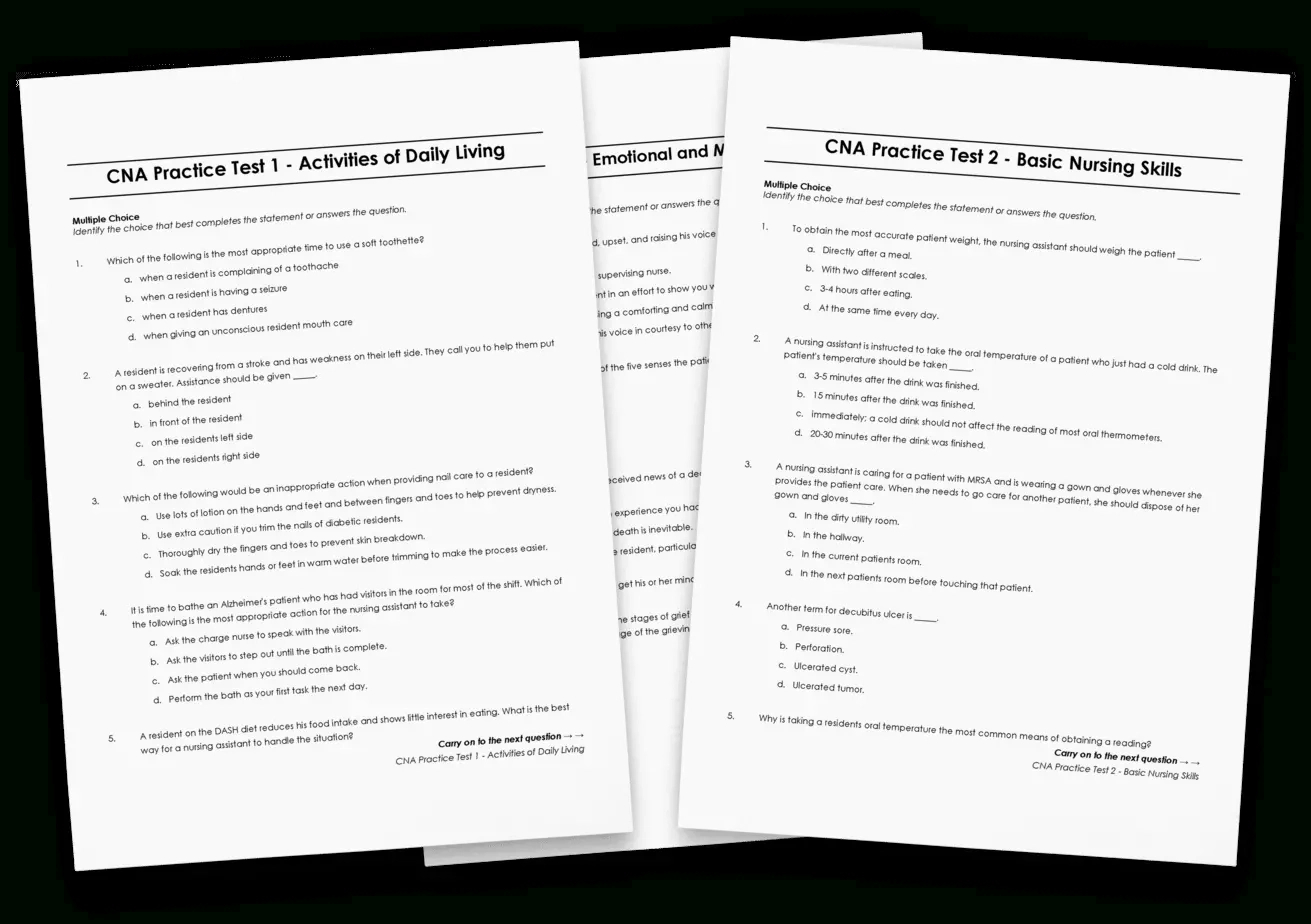 Best Free Cna Practice Test with Answers Pdf
