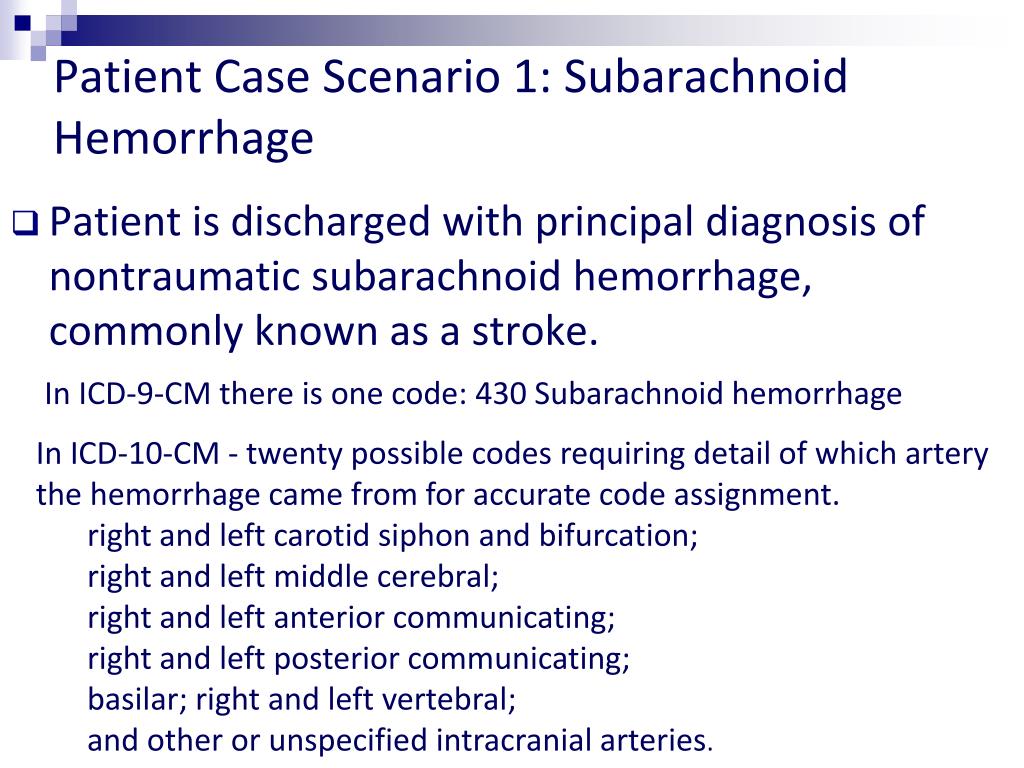 History of Subarachnoid Hemorrhage Icd 10
