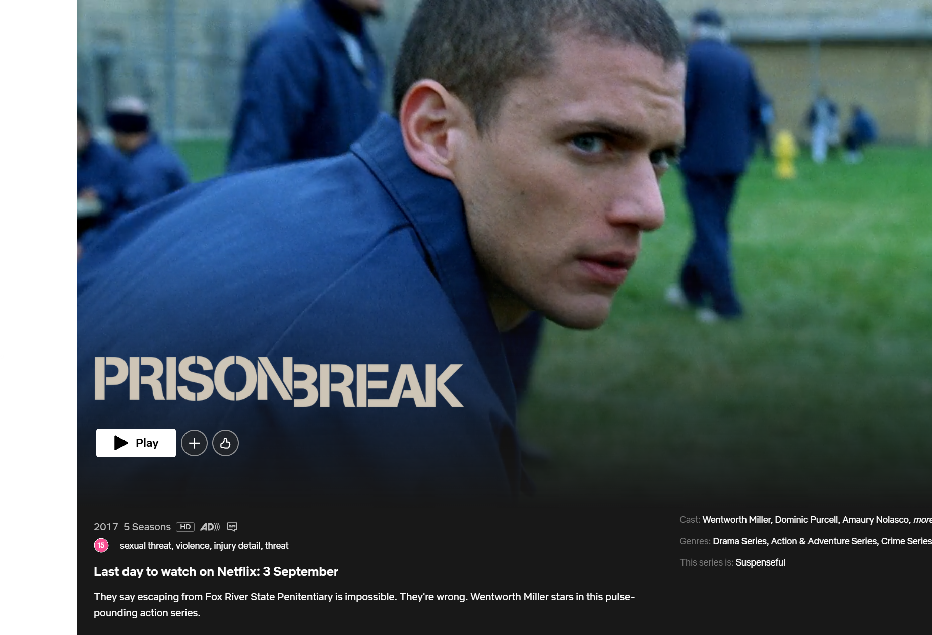 Reasons for Prison Break Leaving Netflix