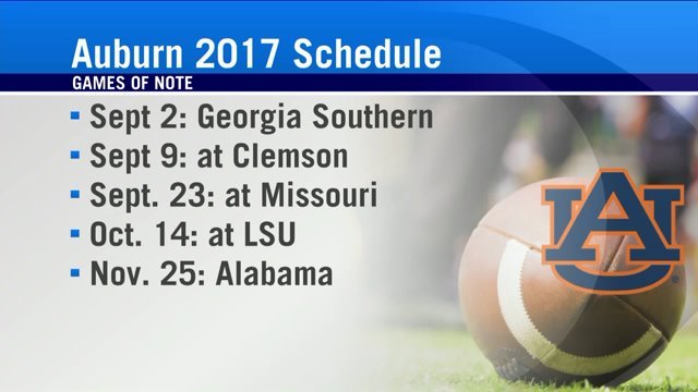 Auburn University 2017 Football Schedule