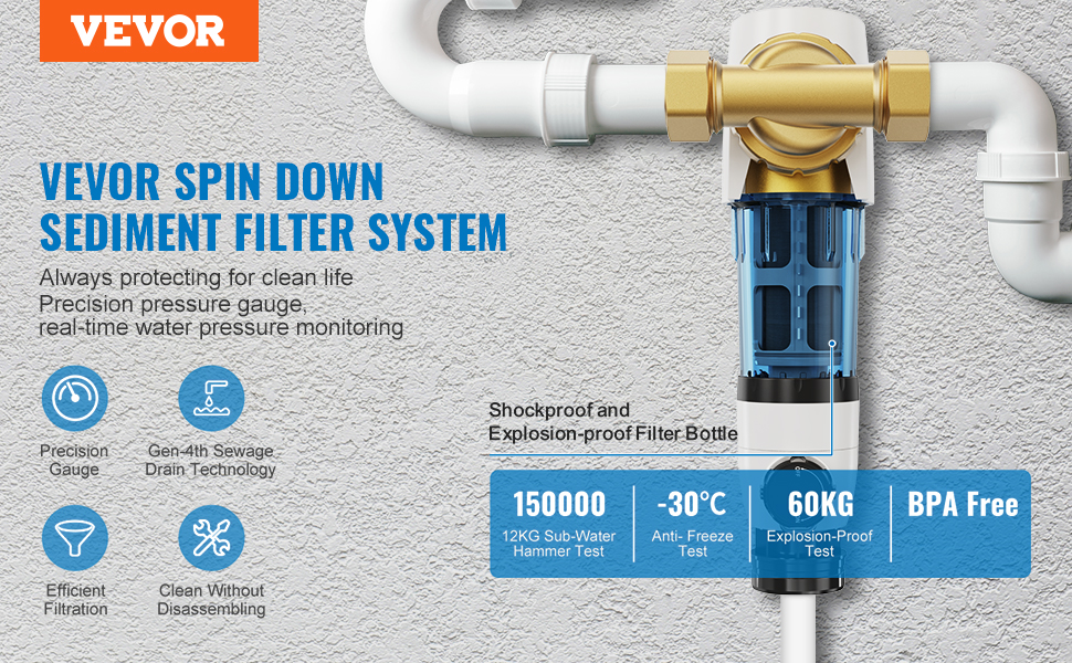 Spin Down Sediment Filter for Well Water