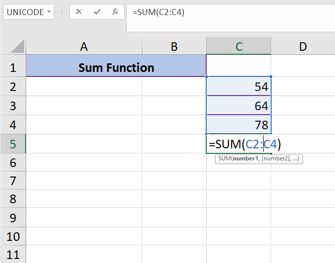 Spreadsheet Formula for Sum