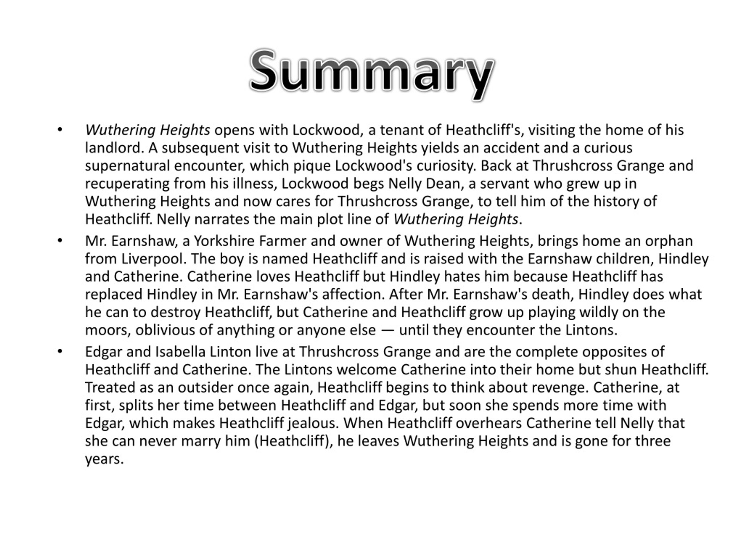 What Is Wuthering Heights About Short Summary