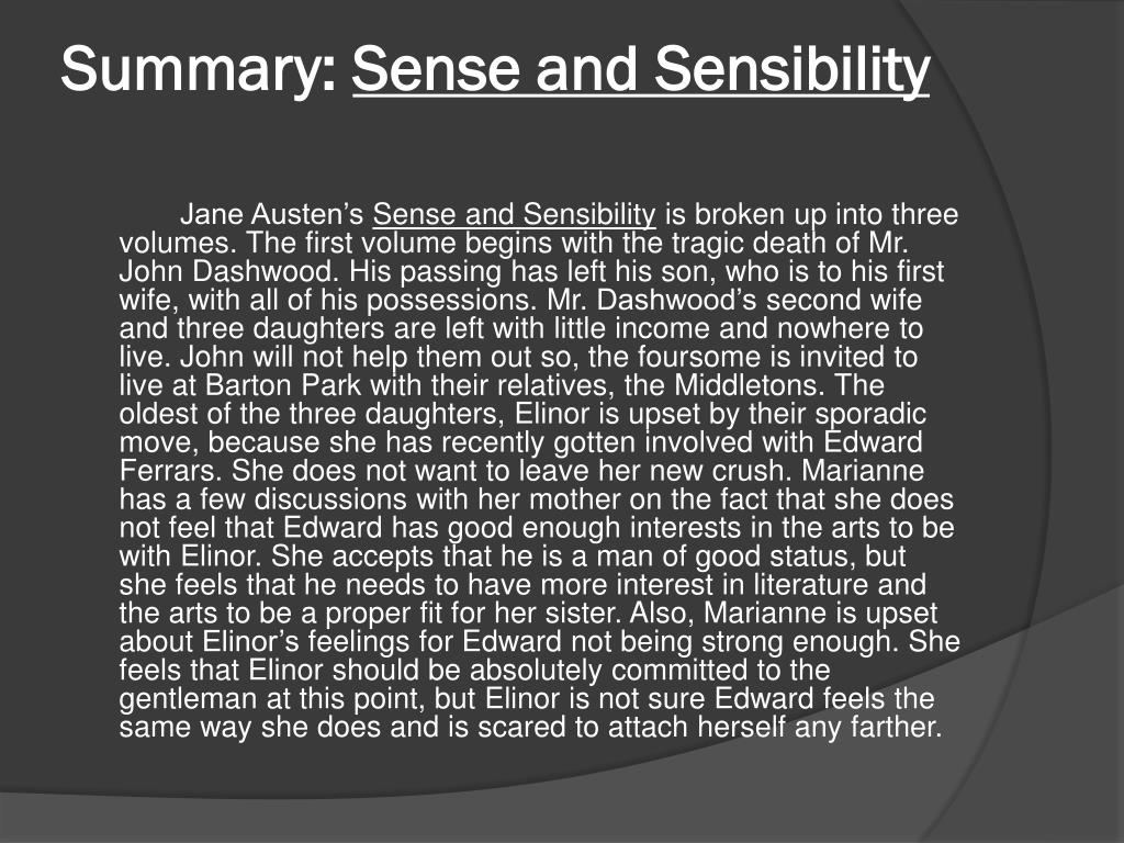Summary of Sense and Sensibility by Jane Austen
